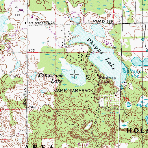 Topographic Map of Tamarack Lake, MI