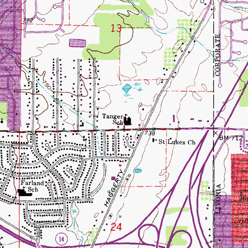 Topographic Map of Tanger School, MI
