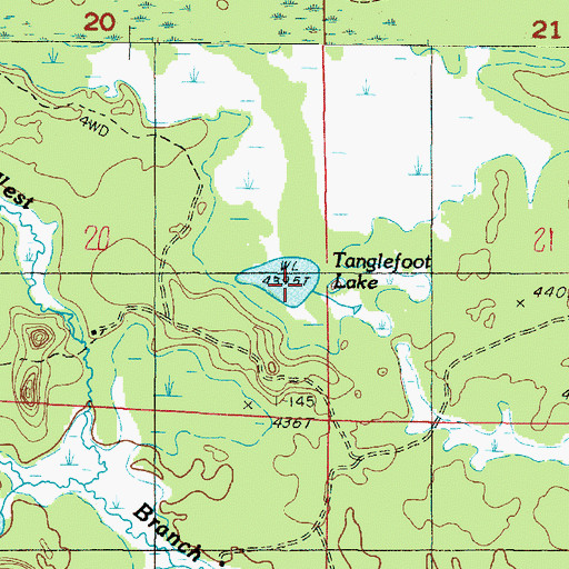 Topographic Map of Tanglefoot Lake, MI