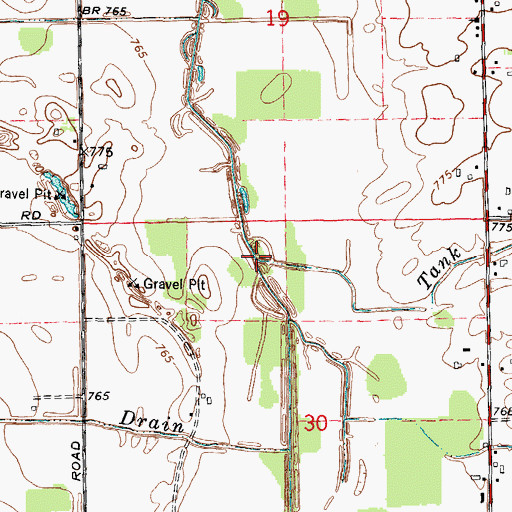 Topographic Map of Tank Drain, MI