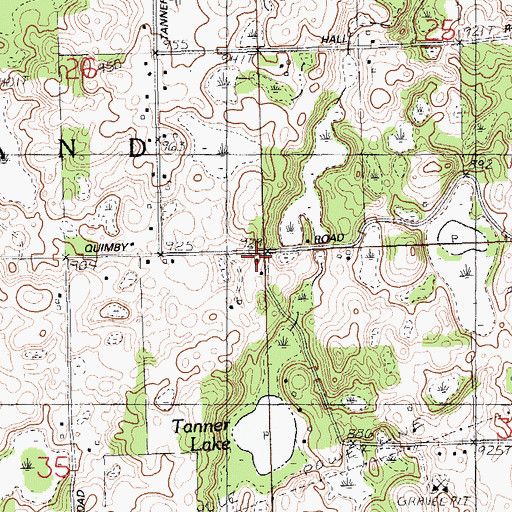 Topographic Map of Tanner School, MI