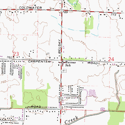 Topographic Map of Tanner School, MI