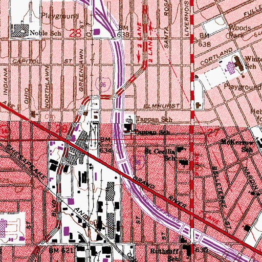 Topographic Map of Tappan School, MI