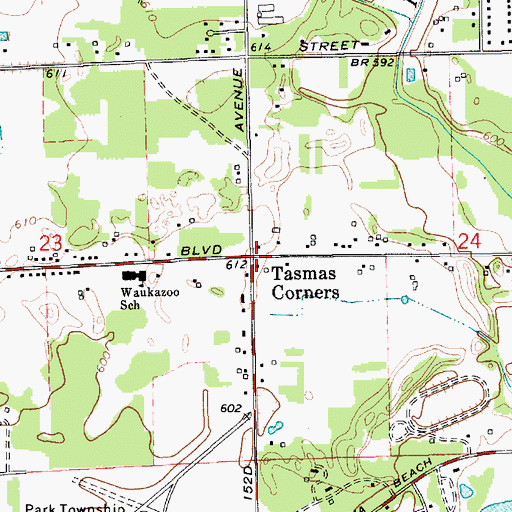 Topographic Map of Tasmas Corners, MI