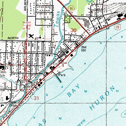 Topographic Map of Tawas City, MI