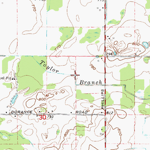 Topographic Map of Taylor Branch, MI