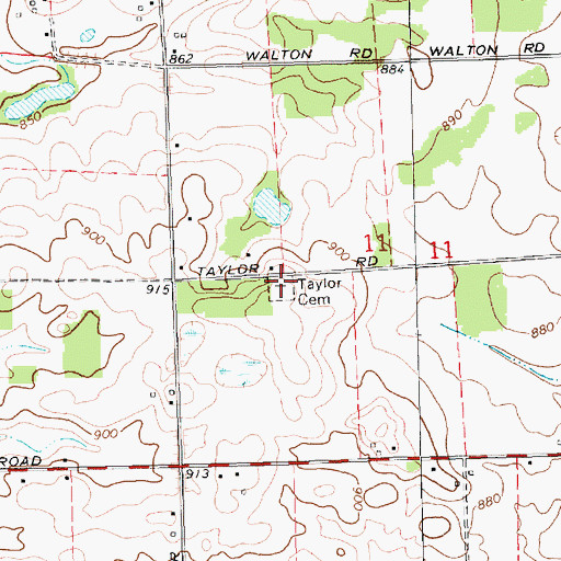 Topographic Map of Taylor Cemetery, MI