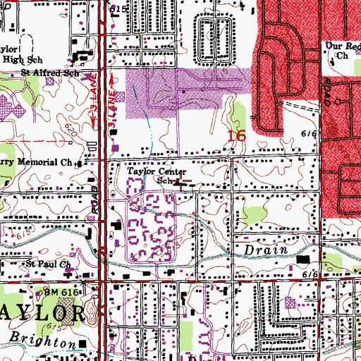 Topographic Map of Taylor Center School, MI