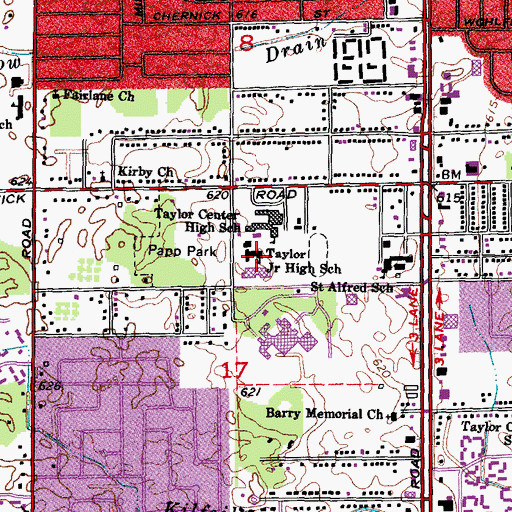 Topographic Map of Taylor Junior High School, MI