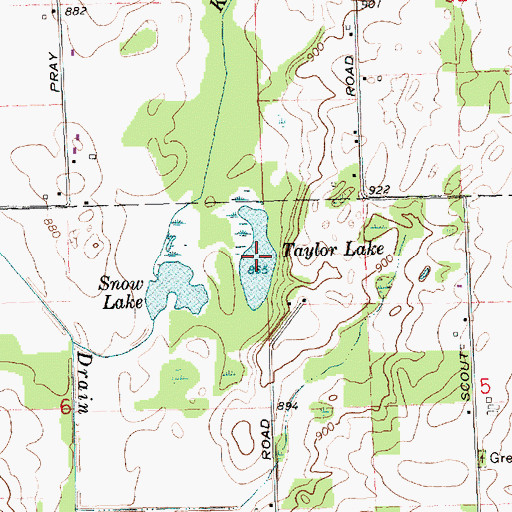 Topographic Map of Taylor Lake, MI