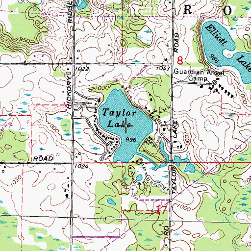 Topographic Map of Taylor Lake, MI