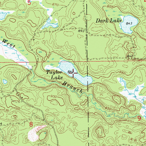 Topographic Map of Taylor Lake, MI