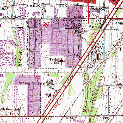 Topographic Map of Taylor School, MI