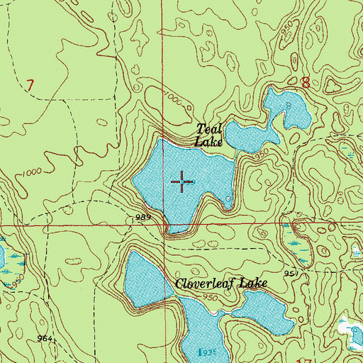 Topographic Map of Teal Lake, MI