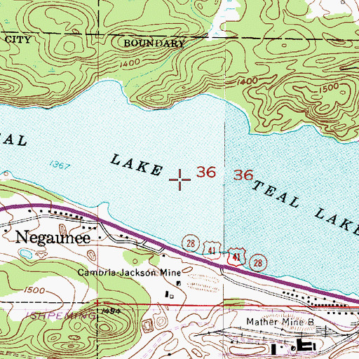 Topographic Map of Teal Lake, MI