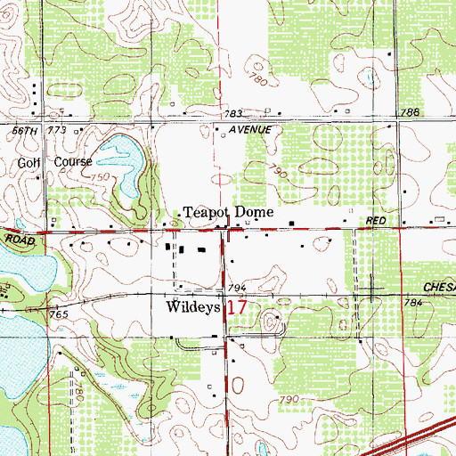 Topographic Map of Teapot Dome, MI