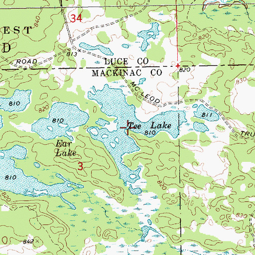 Topographic Map of Tee Lake, MI