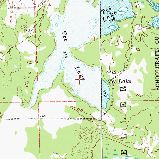 Topographic Map of Tee Lake, MI