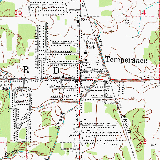 Topographic Map of Temperance, MI