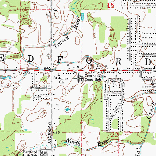 Topographic Map of Temperance Road School, MI