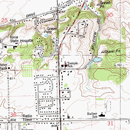 Topographic Map of Temple School, MI