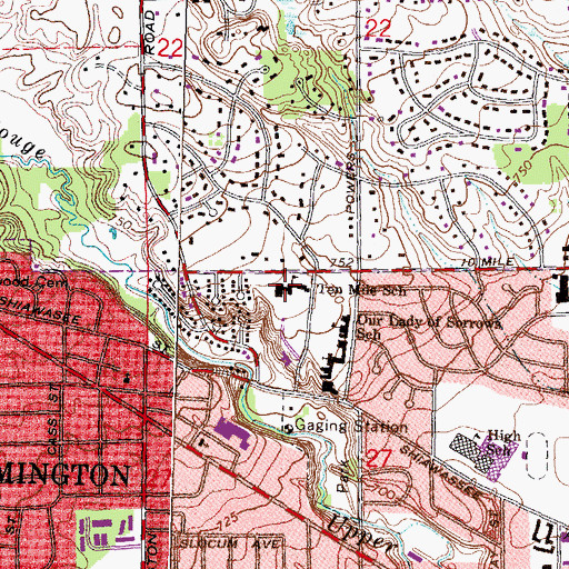 Topographic Map of Ten Mile School, MI