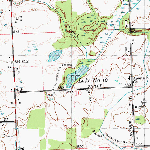 Topographic Map of Lake Number Ten, MI