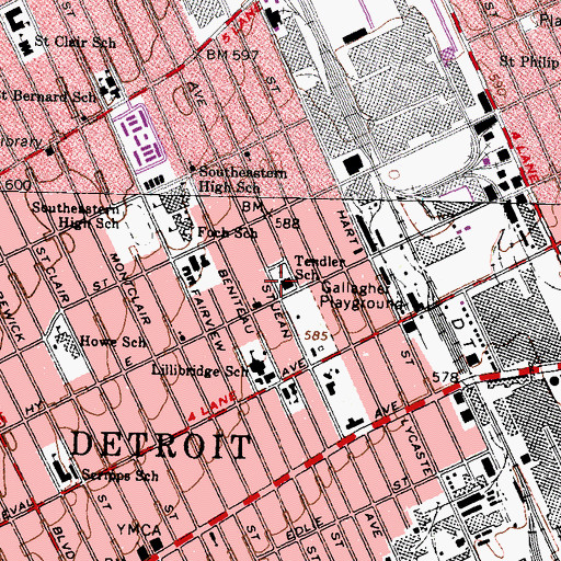 Topographic Map of Tendler School, MI