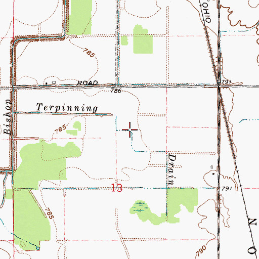 Topographic Map of Terpinning Drain, MI