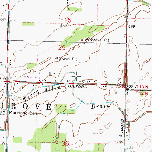 Topographic Map of Terry Allen Drain, MI