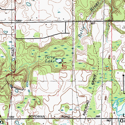 Topographic Map of Terry Lake, MI