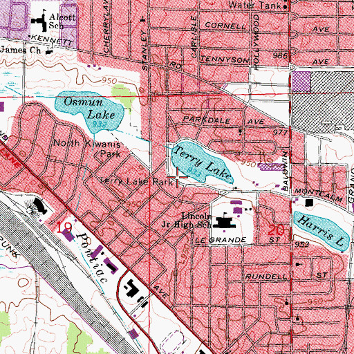 Topographic Map of Terry Lake Park, MI