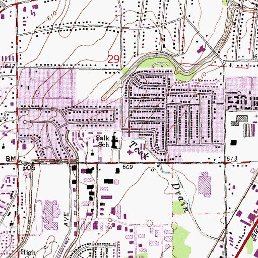 Topographic Map of Tesk Drain, MI