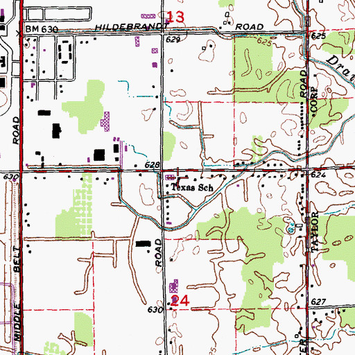 Topographic Map of Texas School, MI