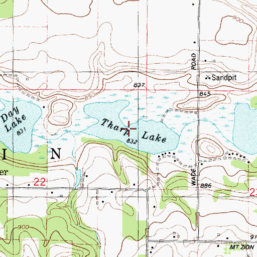 Topographic Map of Tharp Lake, MI