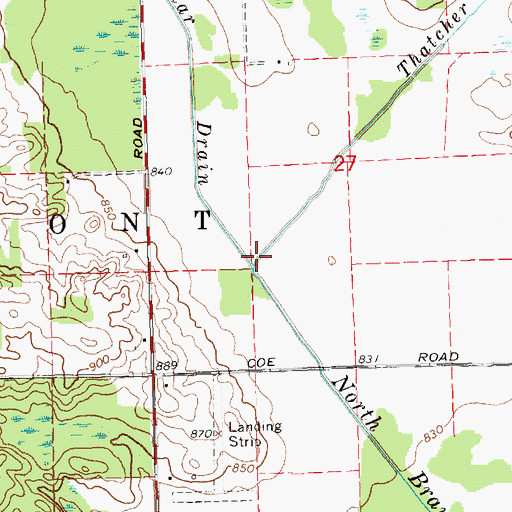 Topographic Map of Thatcher Creek, MI