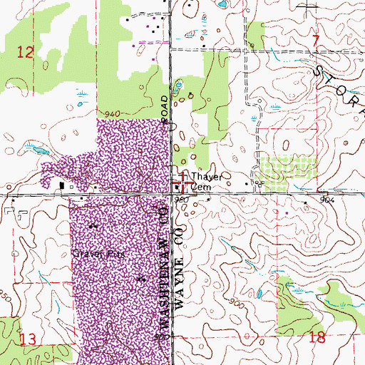 Topographic Map of Thayer Cemetery, MI
