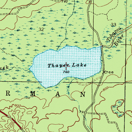 Topographic Map of Thayer Lake, MI