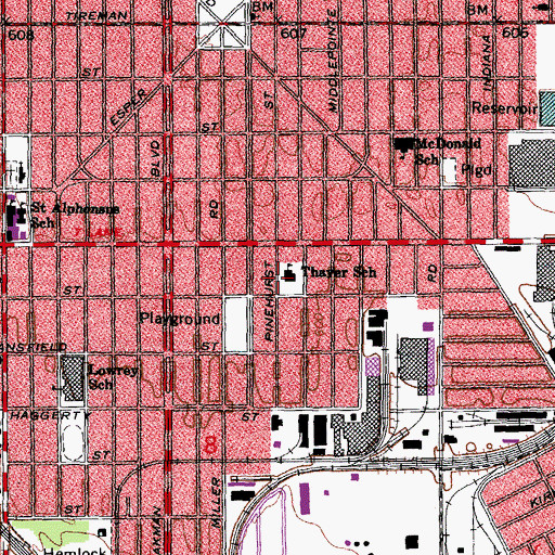 Topographic Map of Thayer School, MI