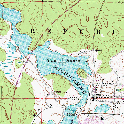 Topographic Map of The Basin, MI