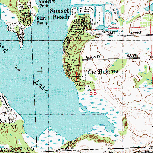 Topographic Map of The Heights, MI