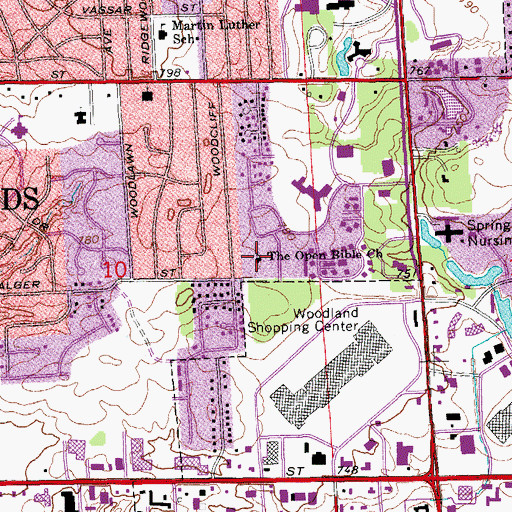 Topographic Map of The Open Bible Church, MI