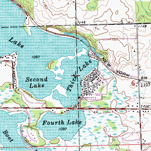 Topographic Map of Third Lake, MI