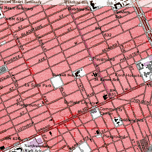 Topographic Map of Thirkell School, MI