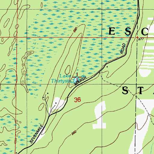 Topographic Map of Lake Thirtysix, MI