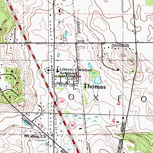 Topographic Map of Thomas, MI