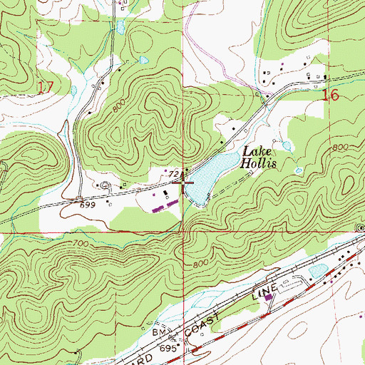 Topographic Map of Hollis Dam, AL