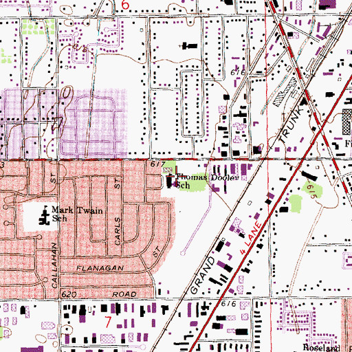 Topographic Map of Thomas Dooley School, MI