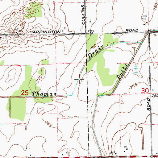 Topographic Map of Thomas Drain, MI