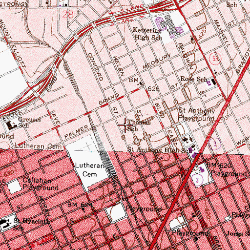 Topographic Map of Thomas School, MI